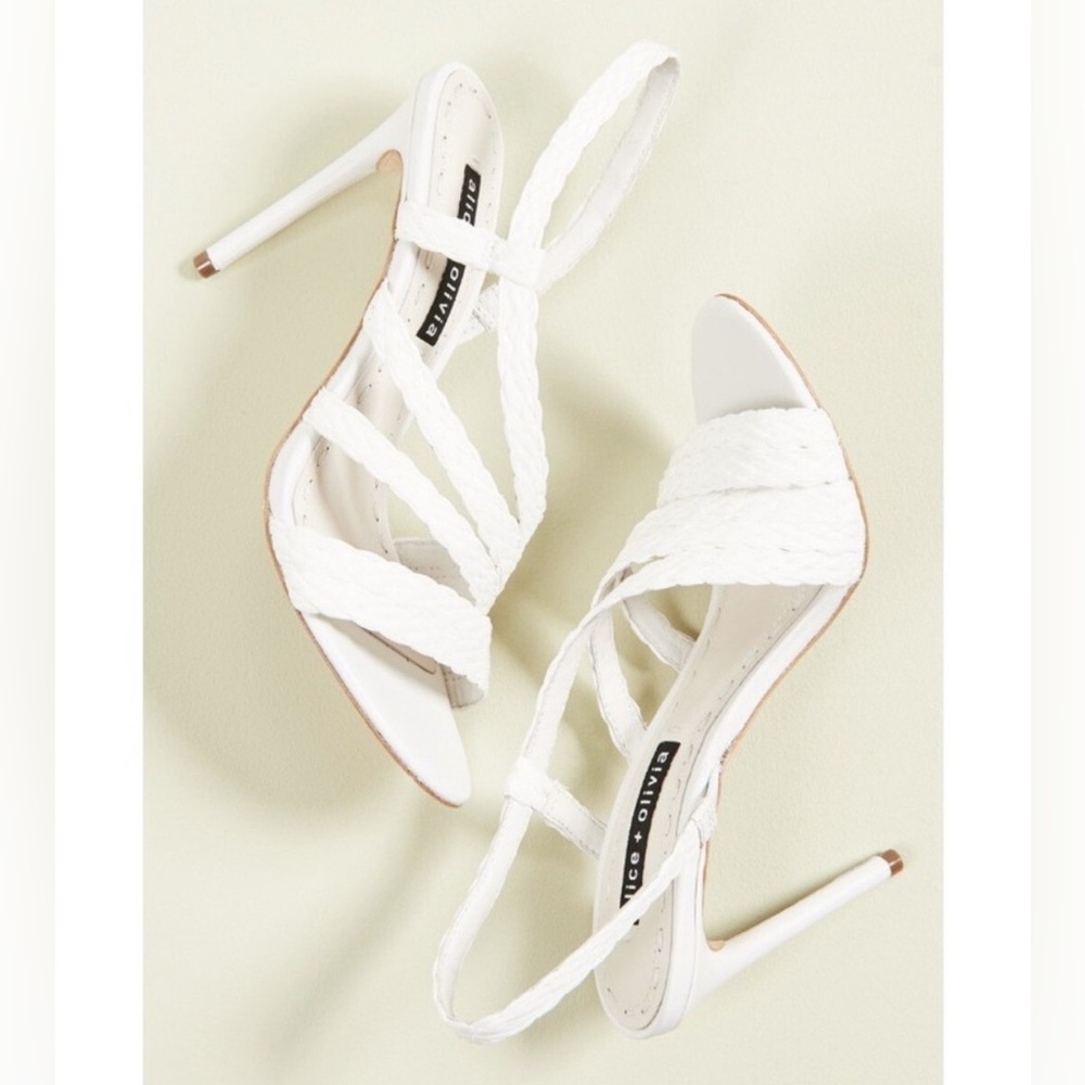 Alice + Olivia Fanniey Strappy Raffia Heeled Sandals